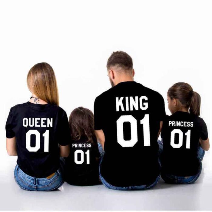 queen king princess prince στάμπα σε μπλούζα οικογενειακά stampariseto