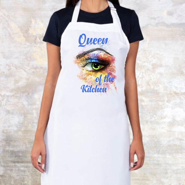 Ποδιά με εκτύπωση Queen of the kitchen σε διάφορα χρώματα αντρική και γυναικεία ποδιά